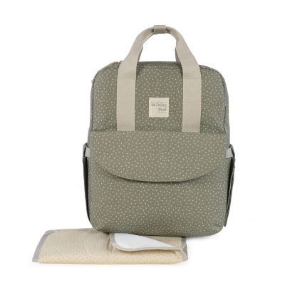 Walking Mum Mochila Maternidade Polka Dot Poppy Moss | Muda fraldas incluído
