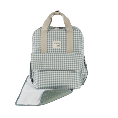 Walking Mum Mochila Maternidade I Love Vichy Green | Muda fraldas incluído