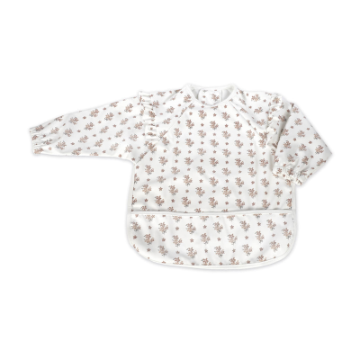 8435748606702 Walking Mum Babete Manga Comprida Botton Flowers | Tecido Impermeável
