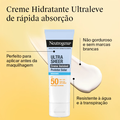 Neutrogena Ultra Sheer Invisible Creme Hidratação SPF50 50m| Farmácia d'Arrábida