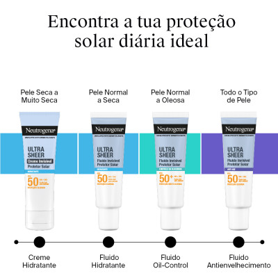 Neutrogena Ultra Sheer Protetor Solar Fluido Invisível Hidra FPS50 50ml | Farmácia d'Arrábida