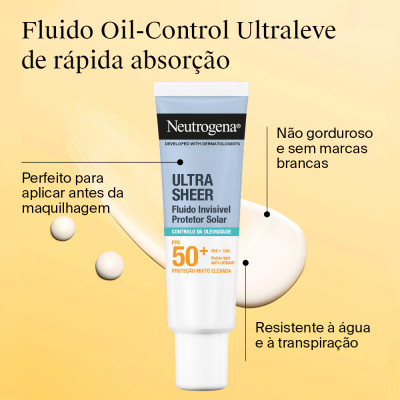 Neutrogena Ultra Sheer Protetor Solar Fluido Oil-Control FPS 50+ 50ml | Farmácia d'Arrábida