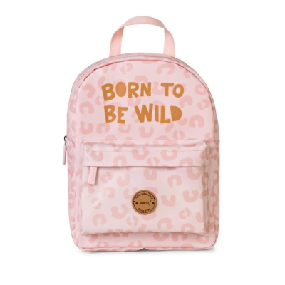 8424568750108 Saro Mochila Infantil Born To Be Wild 29cm | Padrão Leopardo Rosa 12M-3Anos
