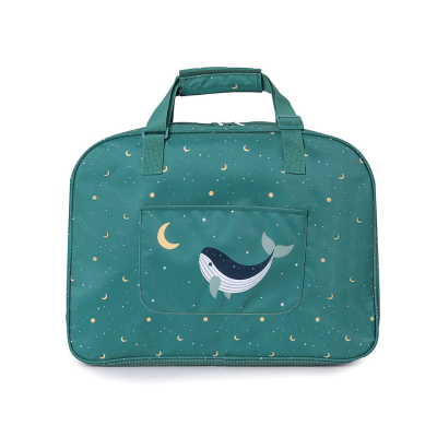 Monnëka Bolsa de Praia Whale Teal 50cm | Malha com Fundo Gradeado