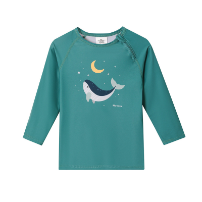 Monnëka Camiseta de Proteção Solar Manga Comprida Whale Teal 6-12M