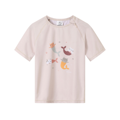 Monnëka Camiseta de Proteção Solar Mermaid Cats 6-12M | UPF50+ | Oeko-Tex
