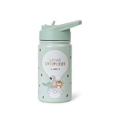 Saro Garrafa Térmica com Palhinha Little Explorers 350ml | Aço Inox - Isolamento 12h