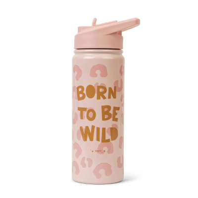 Saro Garrafa Térmica com Palhinha Born To Be Wild 500ml | Aço Inox - Isolamento 12h