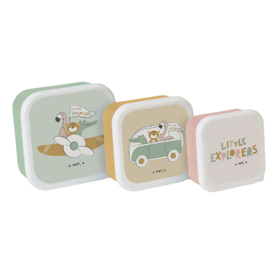 8424568700134 Saro Conjunto 3 Lancheiras Little Explorers | Empilháveis | Micro-ondas | Máquina Loiça