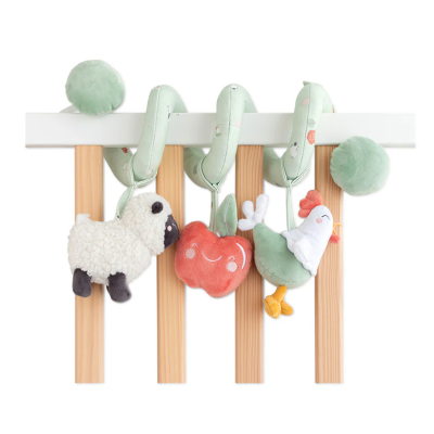 Saro Espiral de Berço Funny Farm | Com Chocalhos e Brinquedo Mecânico | Estimulação Sensorial