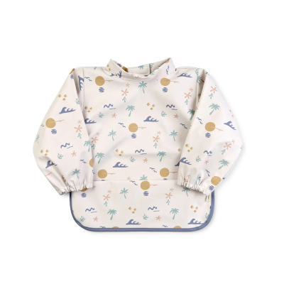 Saro Babete Impermeável com Mangas Good Vibes | Ajustável com Velcro | Fácil Limpeza