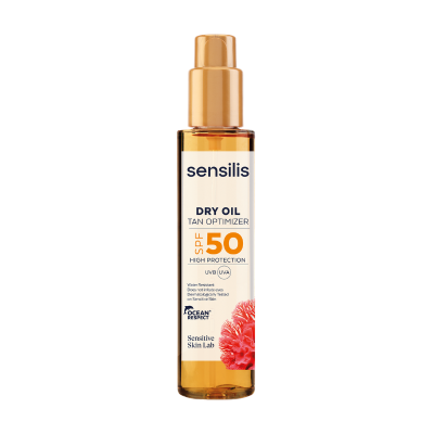 7604843 Sensilis Óleo Seco Dry Oil Tan Optim SPF50 150ml | Protetor Solar Corporal com Otimizador de Bronzeado