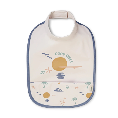 Saro Babete Impermeável Good Vibes | Ajustável com Velcro | Fácil Limpeza