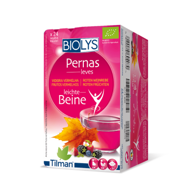 6264119 Biolys Pernas Leves 24 Saquetas | Chá Videira Vermelha e Frutos Vermelhos - Circulação Venosa