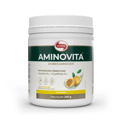 Vitafor Aminovita Pó Maracujá 240g | Para recuperação muscular rápida