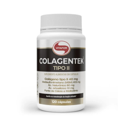 7898665435397 Vitafor Colagentek Tipo II 120 Cápsulas | Auxilia a Saúde Articular e Óssea