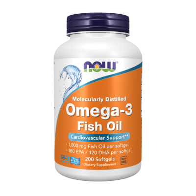 1002354 NOW Omega-3 Óleo de Peixe Cápsulas Moles 200 Uni. | Suporte cardiovascular e geral