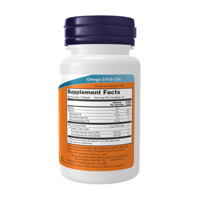 NOW Omega-3 Óleo de Peixe Cápsulas Moles 100 Uni. | Farmácia d'Arrábida