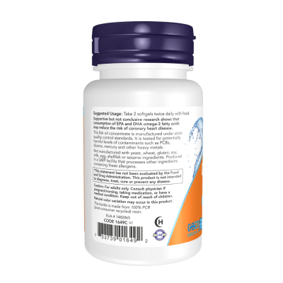 NOW Omega-3 Óleo de Peixe Cápsulas Moles 100 Uni. | Farmácia d'Arrábida