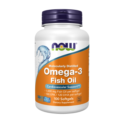 1002355 NOW Omega-3 Óleo de Peixe Cápsulas Moles 100 Uni. | Suporte cardiovascular e geral