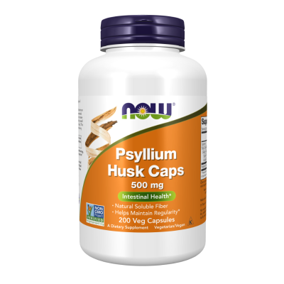 1002357 NOW Psyllium Husk 500mg 200 Cápsulas | Regularidade Intestinal