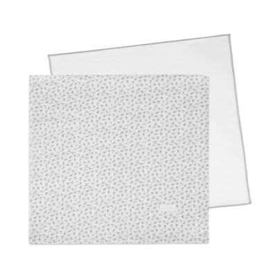 Pasito a Pasito Pack 2 Musselinas Little Bloom Flowers Grey | 70x70cm