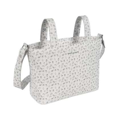 Pasito a Pasito Mala Tiracolo Maternidade Little Bloom Flowers Grey | Farmácia d'Arrábida