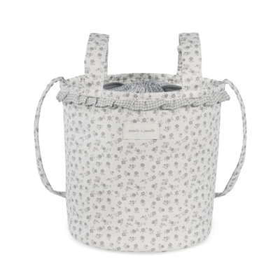 8435748610020 Pasito a Pasito Bolsa Cesta Maternidade Little Bloom Flowers Grey | Estilo Bucket