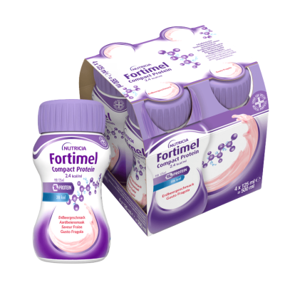 7386128 Fortimel Compact Protein Morango 4x125ml | Perda de peso, oncologia e pré/pós operatório