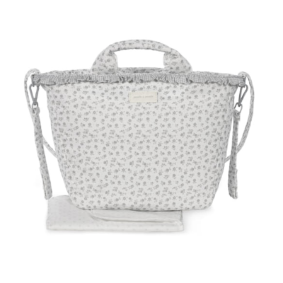 Pasito a Pasito Mala Maternidade Little Bloom Flowers Grey | Alças ao ombro, na mão ou presa ao carrinho