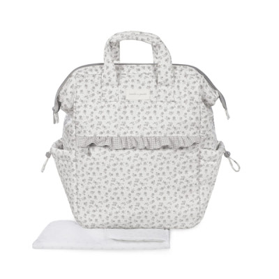 8435748610006 Pasito a Pasito Mochila Maternidade Little Bloom Flowers Grey | Tecido Impermeável