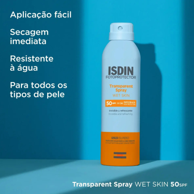 ISDIN Fotoprotector Transparent Spray Wet Skin FPS50 100ml | Farmácia d'Arrábida