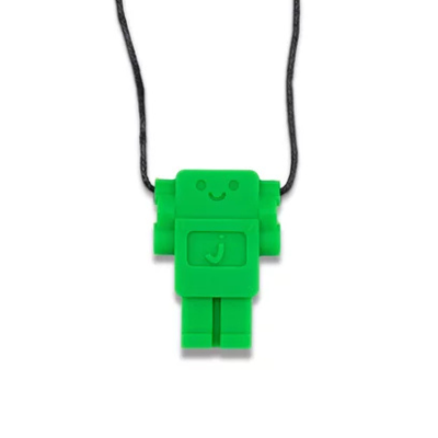 Jellystone Colar Mordedor Robô Verde | Silicone Alimentar para Ansiedade Infantil | Comp 30cm