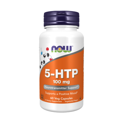 1002337 NOW 5-HTP 100mg 60 Cápsulas Vegetais | Suporte Neurotransmissor e Humor Positivo