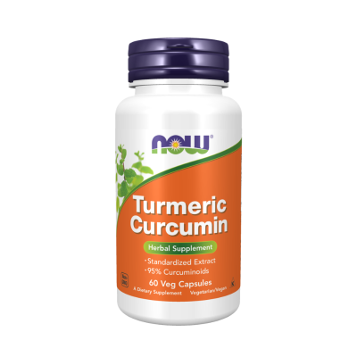 NOW Curcuma e Curcumina 60 Cápsulas Vegetais | 95% Curcuminoides | Suplemento Antioxidante e Anti-inflamatório Natural