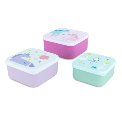 Miniland Conjunto 3 Lancheiras Fantasia Unicórnio | Caixas para Bebé sem BPA | Empilháveis