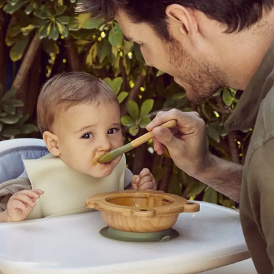 Miniland Tigela Bamboo Ventosa + Colher Silicone | Farmácia d'Arrábida