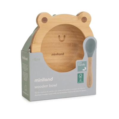 Miniland Tigela Bamboo Ventosa + Colher Silicone | Farmácia d'Arrábida