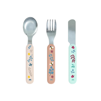 8413082897529 Miniland Dreamland Conjunto 3 Talheres Inox Bebé 6M+ | Colher, Garfo e Faca BPA Free