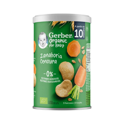 Gerber Organic NutriPuffs Cenoura 35g +10M | Farmácia d'Arrábida