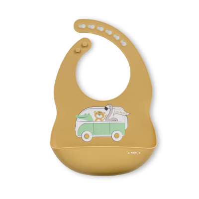 Saro Babete Impermeável Little Explorers Mostarda | Babete Aprendizagem Alimentação BLW, Anti Manchas, Fácil Limpeza