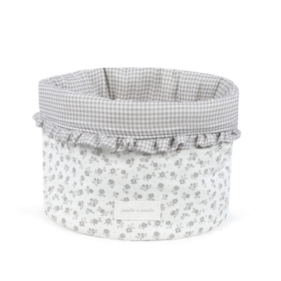 8435748610501 Pasito a Pasito Cesto Organizador Bebé Little Bloom Flowers Grey | Quarto Bebé Arrumação