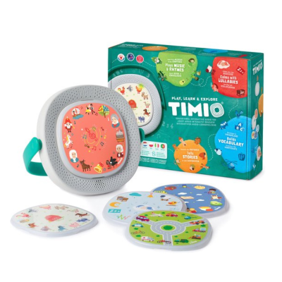 8720726557238 TIMIO Starter Pack Leitor + 5 Discos | Brinquedo Educativo Interativo 2-6 Anos Sem Ecrã | Aprendizagem Multilíngue
