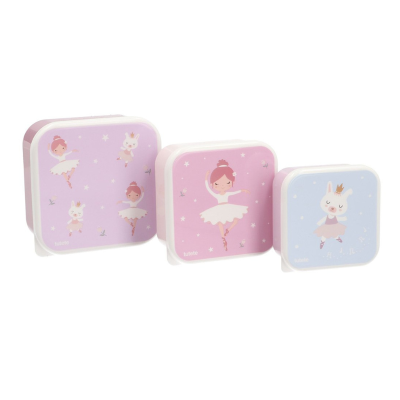 Tutete Lancheiras Ballet 3 Unidades | Caixas Snacks Infantil BPA Free