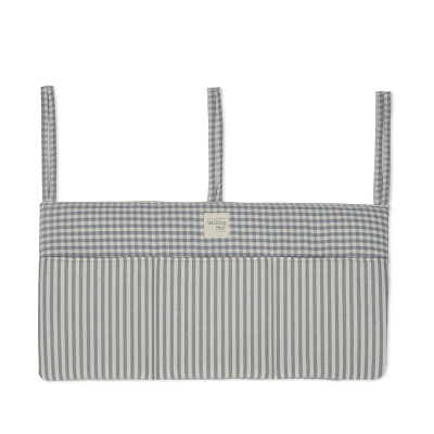 8435748611133 Walking Mum Organizador de Berço Praliné Vichy/Strips Matcha | Bolsos Bebé Cama Arrumação