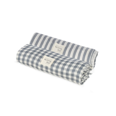 8435748609673 Walking Mum Musselinas Bebé Vichy/Strips Matcha 70x70 (Pack 2) | Bambú Algodão Suave