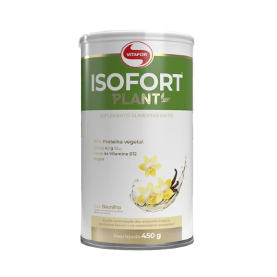 Vitafor Isofort Proteína Vegetal Plant Baunilha 450g | 24g Proteína Vegana + B12 + Leucina