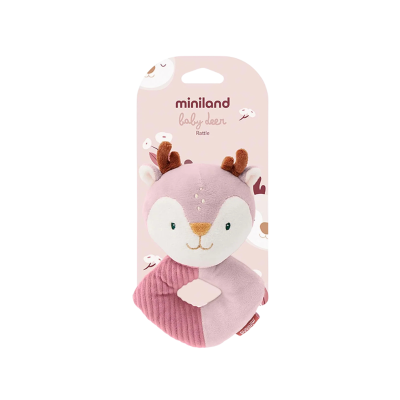 8413082973728 Miniland Baby Deer Chocalho Veado Rosa | Roca Bebé