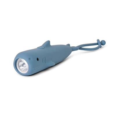 8424568376025 Saro Lanterna Infantil Silicone Tubarão | Luz LED Ajustável, Recarregável USB, Com Alça