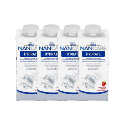 7589721 NANCARE Hydrate Morango 4x200ml | Solução Reidratação Crianças Caso de Diarreia e Desidratação